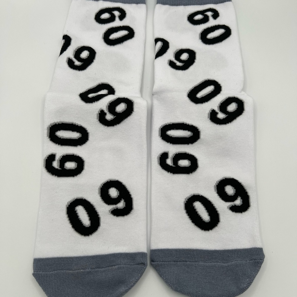 Novelty 'It Took 60 Years To Look This Good' Crew Socks - White & Gray - Picture 2 of 3